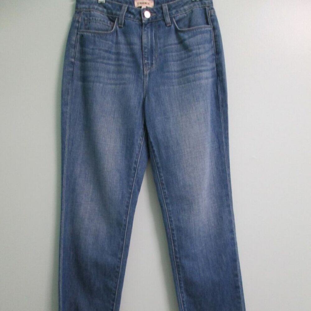 Women's L'Agence Medium Wash Denim Jeans- Raw Hem-Size 25 preowned-GUC - Picture 2 of 15